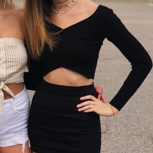forever 21 black criss cross crop top